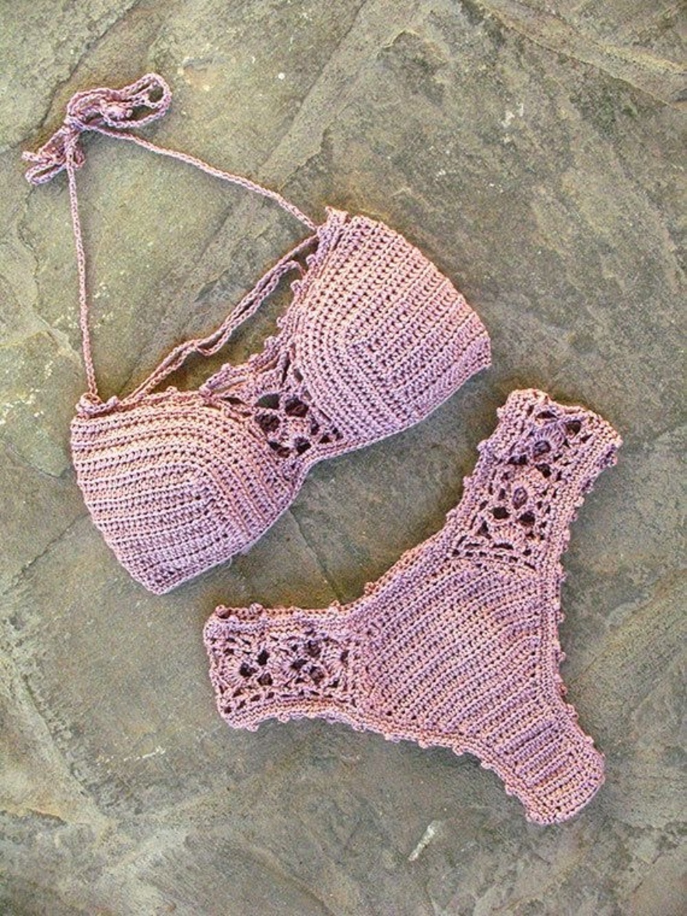 Handmade Crochet Bikini Set - Dusty Lilac